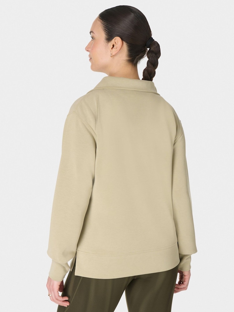 Sweaty Betty Green Sand Wash Half Zip Longline Sweatshirt - Image 2 of 7
