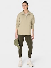 Sweaty Betty Green Sand Wash Half Zip Longline Sweatshirt - Image 3 of 7
