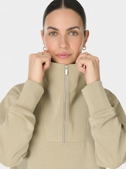 Sweaty Betty Green Sand Wash Half Zip Longline Sweatshirt - Image 4 of 7