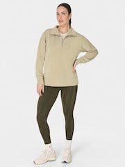 Sweaty Betty Green Sand Wash Half Zip Longline Sweatshirt - Image 5 of 7