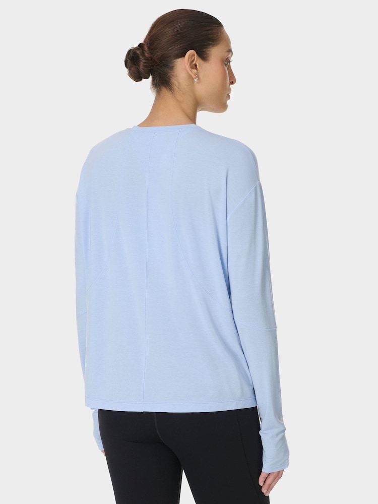 Sweaty Betty Blue Soft Flow Studio Long Sleeve Top - Image 2 of 7 Sweaty Betty Blue Soft Flow Studio Long Sleeve Top - Image 2 of 7