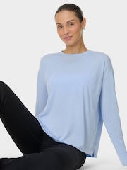 Sweaty Betty Blue Soft Flow Studio Long Sleeve Top - Image 4 of 7