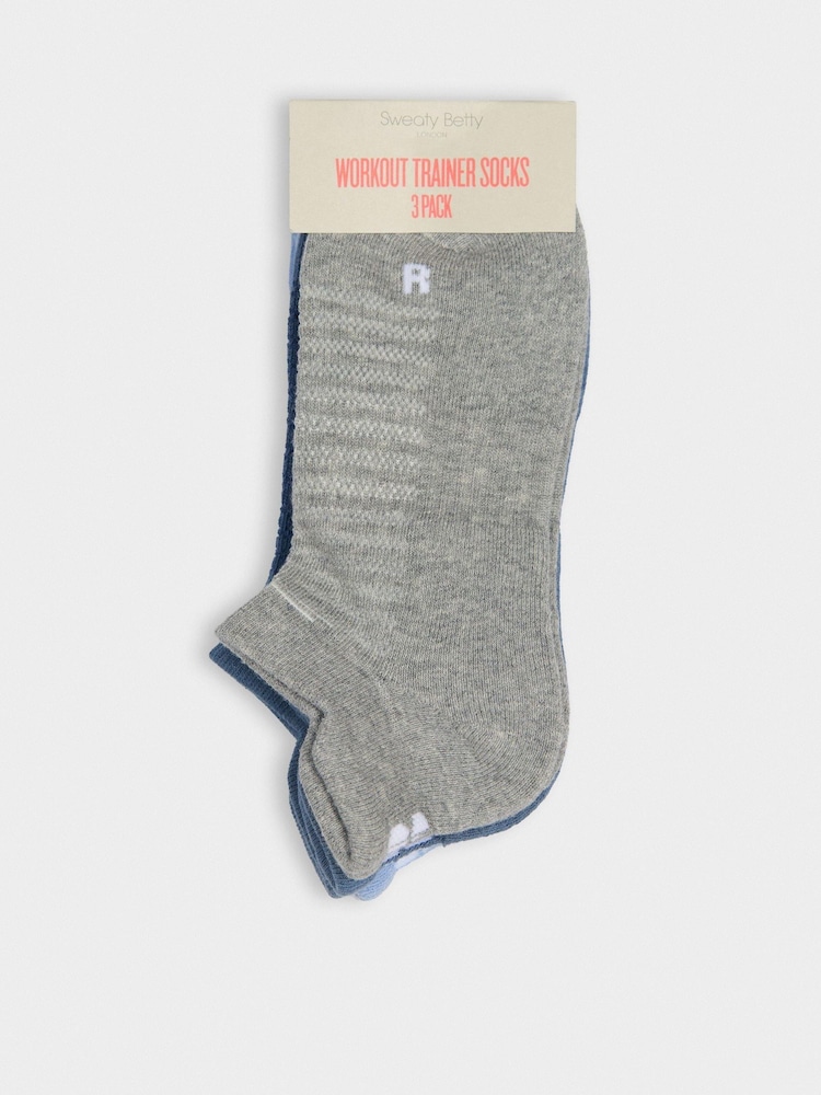 Sweaty Betty Blue Workout Trainers Socks 3 Pack - Image 2 of 3 Sweaty Betty Blue Workout Trainers Socks 3 Pack - Image 2 of 3