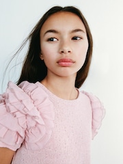 Mango Pink Sleeve Detail Dress - Image 1 of 4