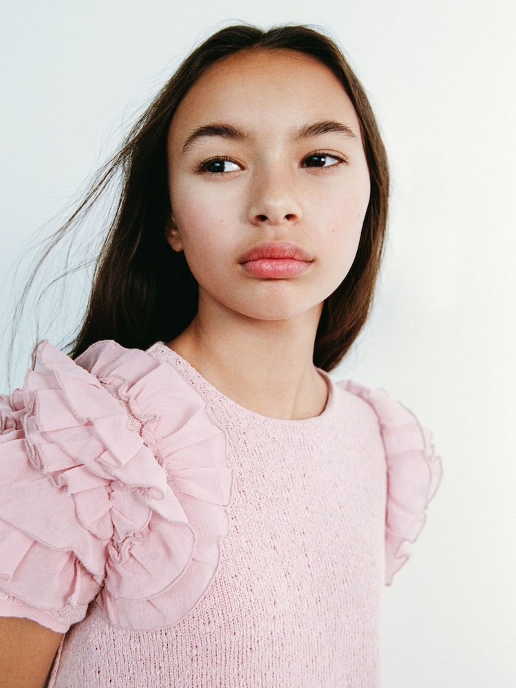 Mango Pink Sleeve Detail Dress - Image 1 of 4