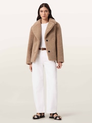 AllSaints Brown Eddie Faux Teddy Coat - Image 2 of 6
