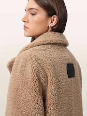 AllSaints Brown Eddie Faux Teddy Coat - Image 3 of 6