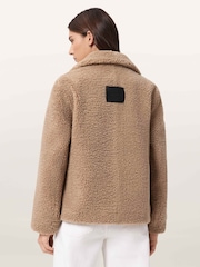 AllSaints Brown Eddie Faux Teddy Coat - Image 4 of 6