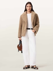 AllSaints Brown Eddie Faux Teddy Coat - Image 5 of 6
