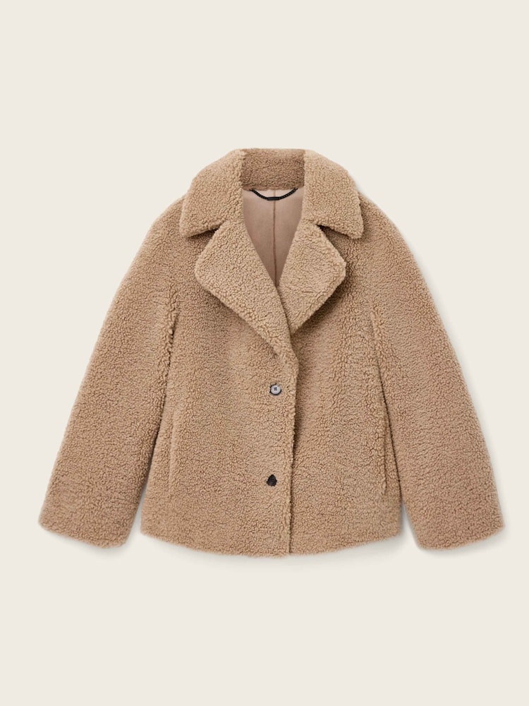 AllSaints Brown Eddie Faux Teddy Coat - Image 6 of 6