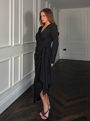 Girl In Mind Black Bria Wrap Maxi Dress - Image 1 of 4