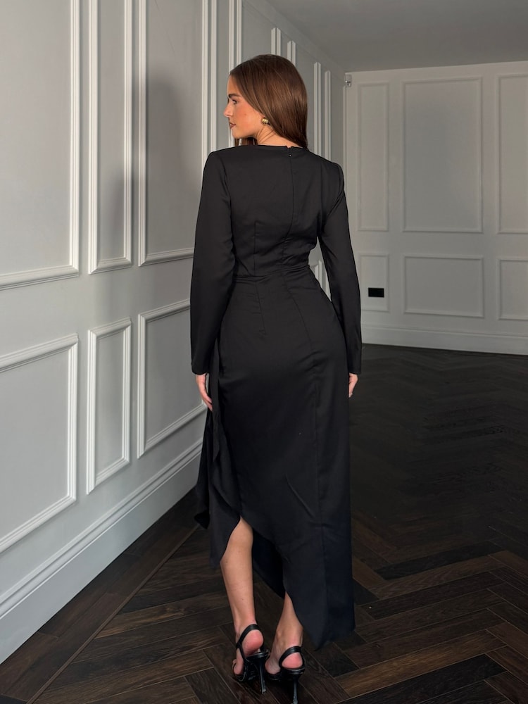 Girl In Mind Black Bria Wrap Maxi Dress - Image 2 of 4