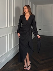 Girl In Mind Black Bria Wrap Maxi Dress - Image 3 of 4