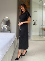 Girl In Mind Black Sienna Button-Down Midi Dress - Image 4 of 4