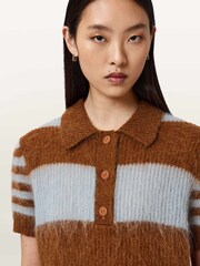 AllSaints Blue Clem Polo T-Shirt - Image 2 of 7