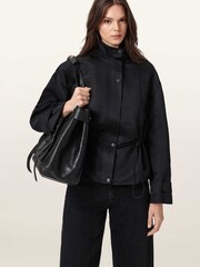 AllSaints Black Ursa Grain E/W Tote Bag - Image 6 of 7