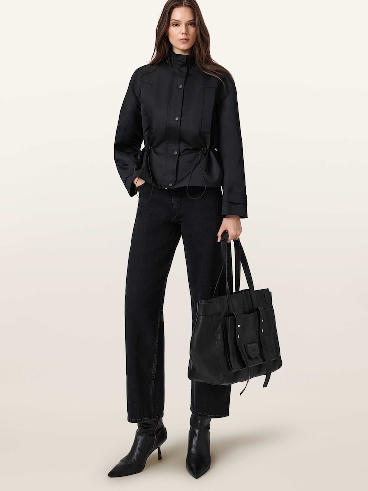 AllSaints Black Ursa Grain E/W Tote Bag - Image 7 of 7