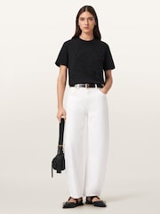 AllSaints Black Lisa Embos T-Shirt - Image 5 of 8