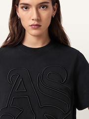 AllSaints Black Lisa Embos T-Shirt - Image 6 of 8