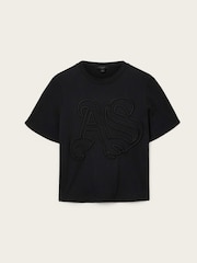 AllSaints Black Lisa Embos T-Shirt - Image 7 of 8