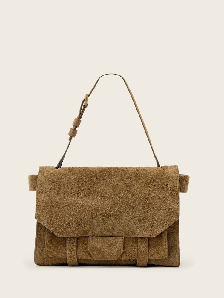 AllSaints Brown Ursa Suede Satchel Bag - Image 1 of 5