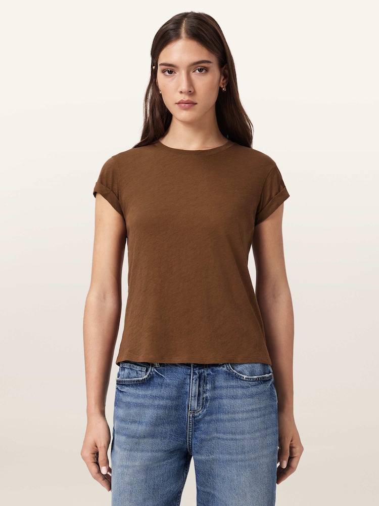 AllSaints Brown Anna T-Shirt - Image 1 of 8