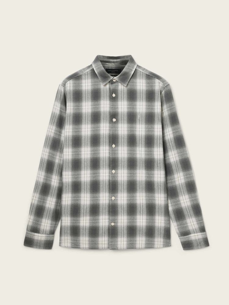 AllSaints Grey Kelby Long Sleeve Shirt - Image 9 of 9 AllSaints Grey Kelby Long Sleeve Shirt - Image 9 of 9
