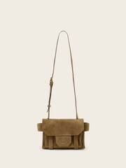 AllSaints Brown Ursa Mini Suede Cross-Body Bag - Image 1 of 6