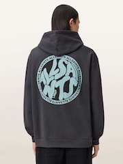 AllSaints Blue Distortion Over The Head Hoodie - Image 3 of 5