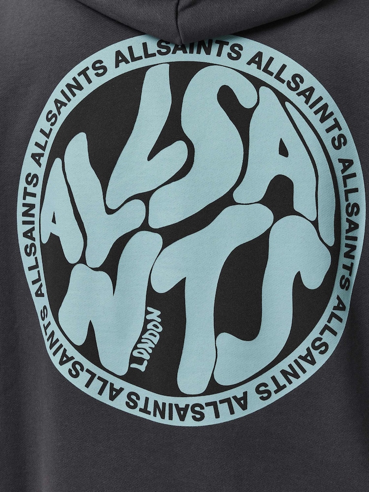 AllSaints Blue Distortion Over The Head Hoodie - Image 5 of 5