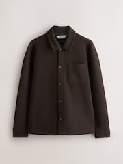 Chocolate Brown Diagonal Texture Jersey Shacket - Image 1 of 5