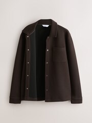 Chocolate Brown Diagonal Texture Jersey Shacket - Image 2 of 5