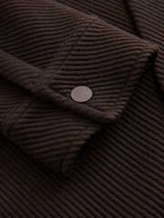 Chocolate Brown Diagonal Texture Jersey Shacket - Image 3 of 5