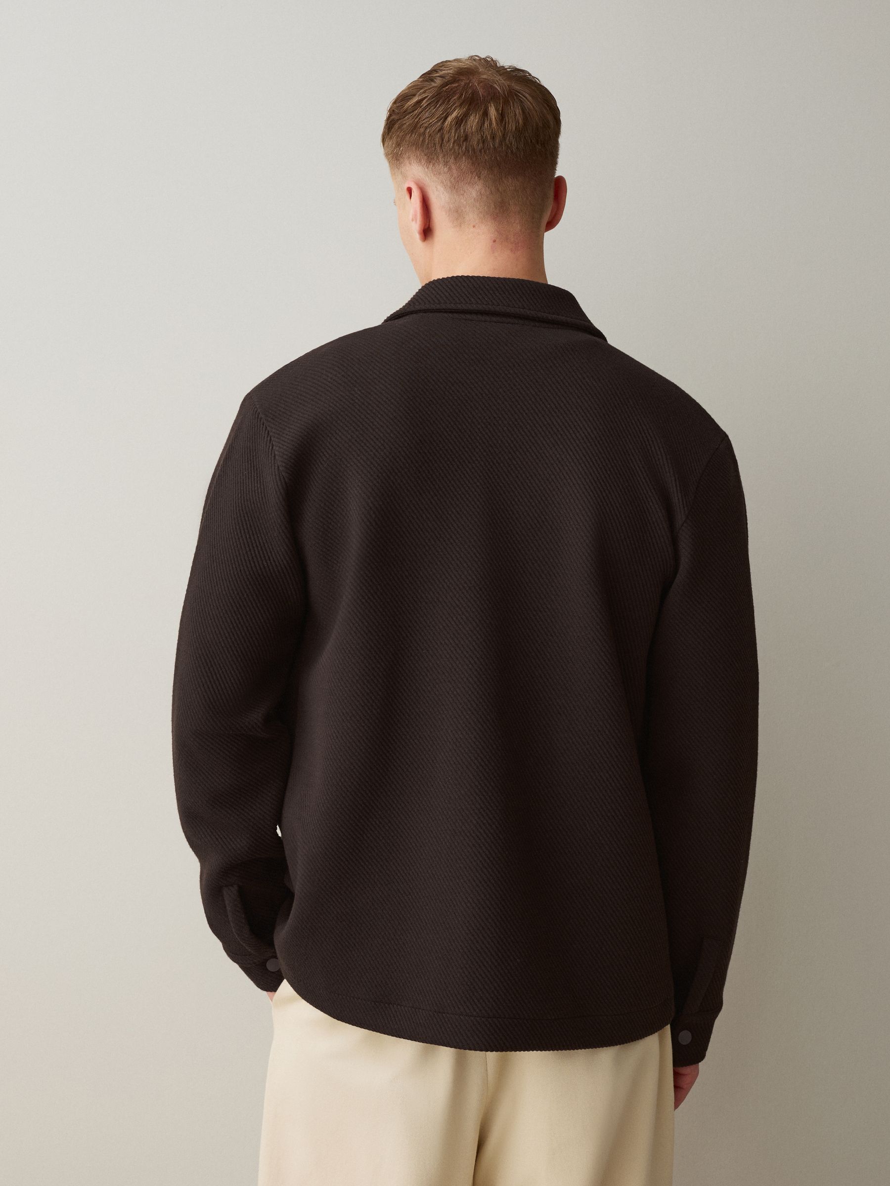 Buy Chocolate Brown Diagonal Texture Jersey Shacket from Next USA