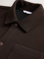 Chocolate Brown Diagonal Texture Jersey Shacket - Image 4 of 5