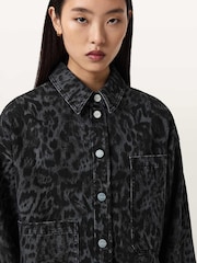 All Saints Black Nicky Denim Shacket - Image 4 of 7