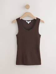 Chocolate Brown Thermal Maximum Warmth Cosy Pointelle Vest - Image 4 of 6