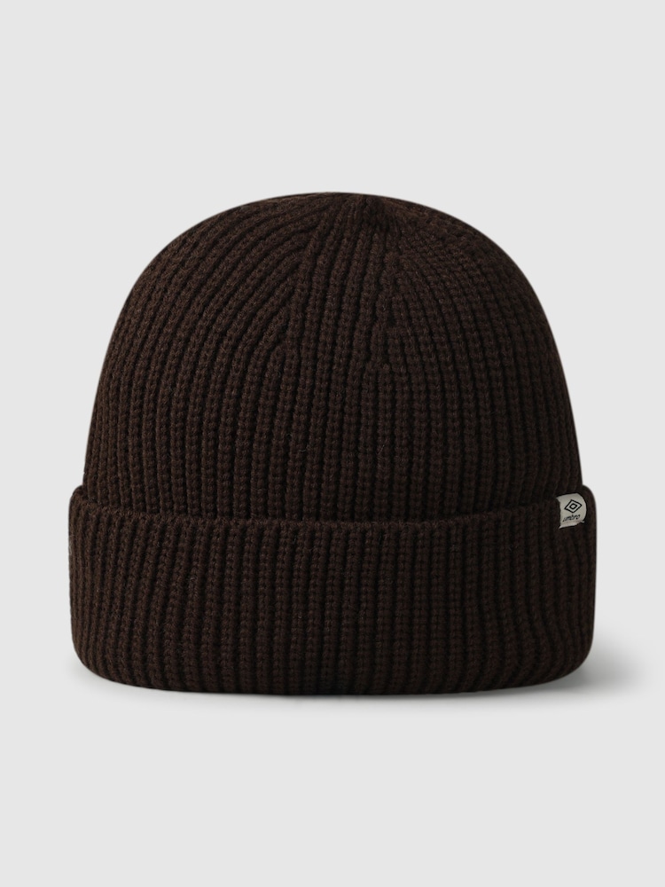 Umbro Brown Big Cuff Rib Beanie - Image 1 of 3 Umbro Brown Big Cuff Rib Beanie - Image 1 of 3