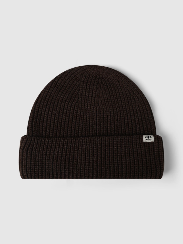 Umbro Brown Big Cuff Rib Beanie - Image 2 of 3 Umbro Brown Big Cuff Rib Beanie - Image 2 of 3