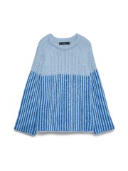 VERO MODA Blue Stripe Textured Flare Sleeve Jumper - Image 5 of 5