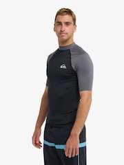 Quiksilver Black/Grey Everyday UPF50 Short Sleeve Logo Rash Vest - Image 3 of 6
