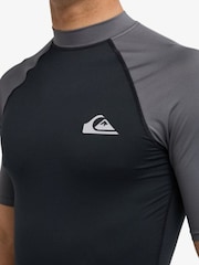 Quiksilver Black/Grey Everyday UPF50 Short Sleeve Logo Rash Vest - Image 4 of 6