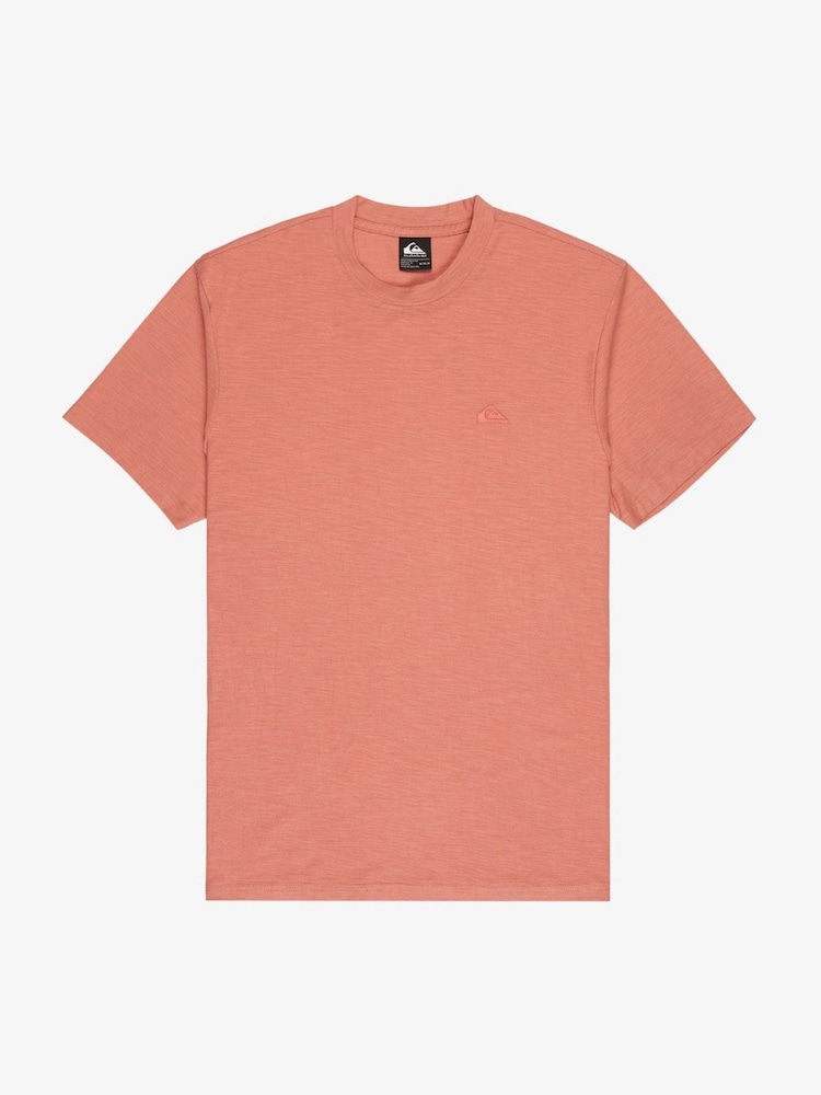 تيشرت Slub بياقة مستديرة بشعار بلون مماثل بكُم قصير من Quiksilver - Image 1 of 2
