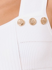 Lipsy White Square Neck Buttoned Knit Vest Top - Image 2 of 4