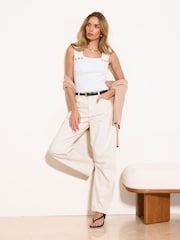 Lipsy White Square Neck Buttoned Knit Vest Top - Image 3 of 4