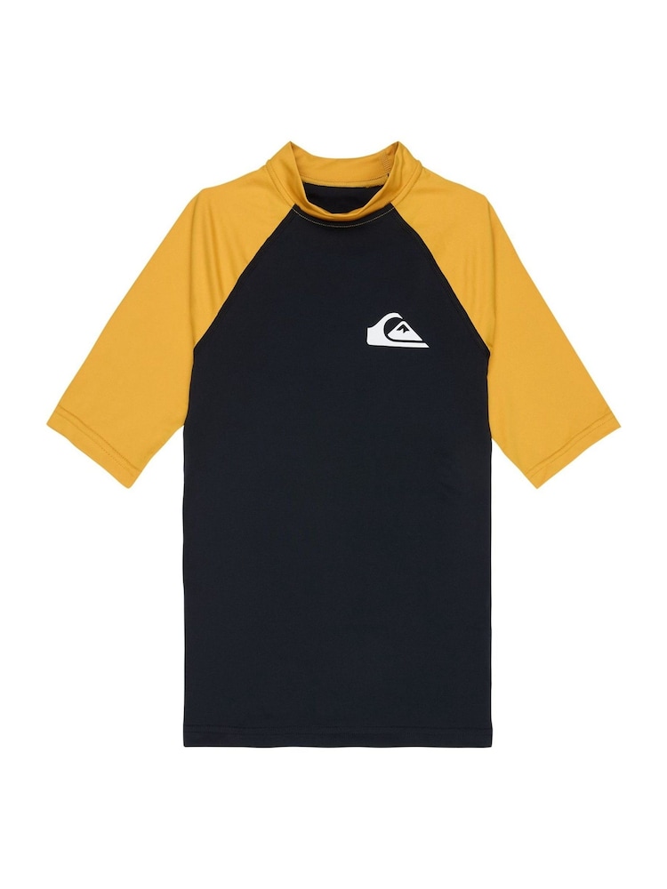 Quiksilver Black Everyday UPF50 Short Sleeve Logo Rash Vest - Image 1 of 1