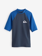 Quiksilver Blue Everyday UPF50 Short Sleeve Logo Rash Vest - Image 1 of 1