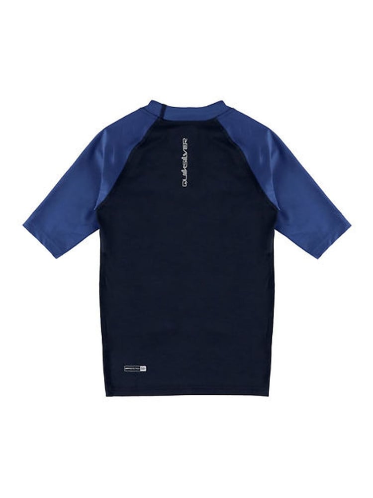 Quiksilver Blue Everyday UPF50 Short Sleeve Logo Rash Vest - Image 2 of 2 Quiksilver Blue Everyday UPF50 Short Sleeve Logo Rash Vest - Image 2 of 2