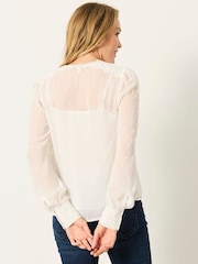 FatFace Florence Ivory Petite Sheer Dobby Lace Trim Blouse - Image 2 of 5