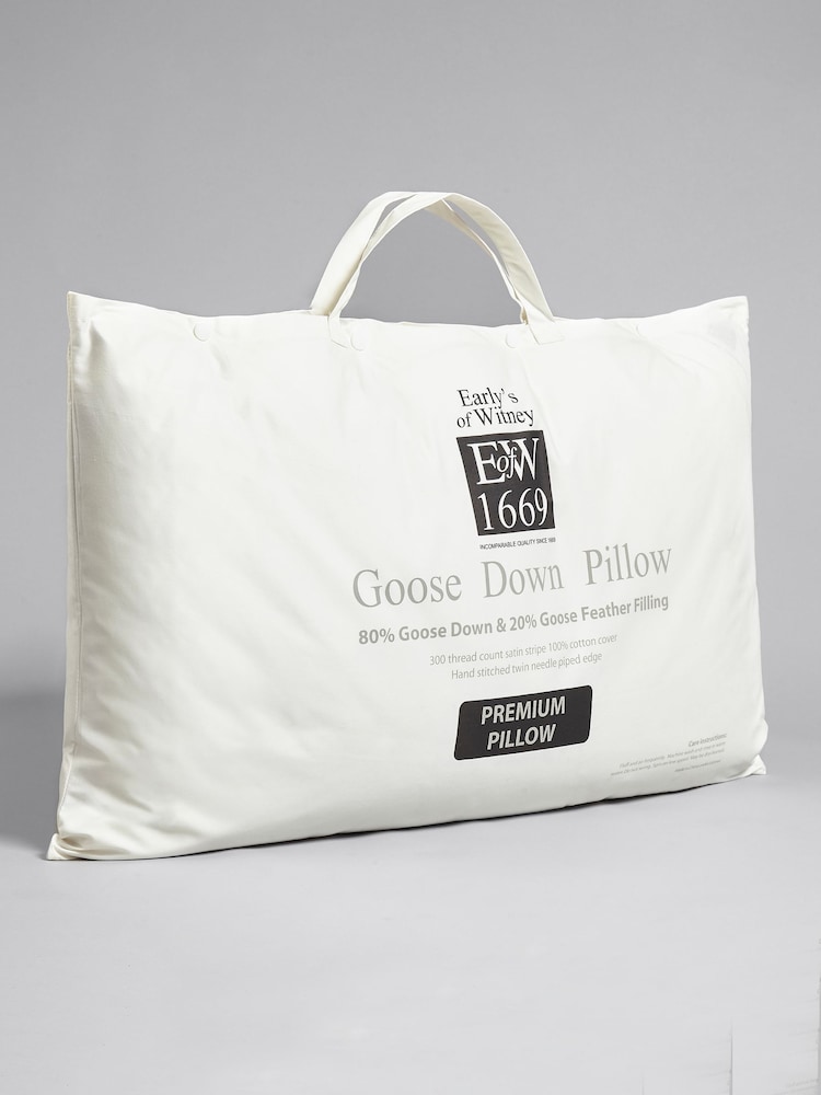 Early's of Witney Luxury Pure Sateen Stripe Goose Down And Feather White Pillow - Image 3 of 3